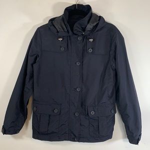 Lands End Classic Winter Petite Full Zip Women’s MP Black Lined Hooded Jacket